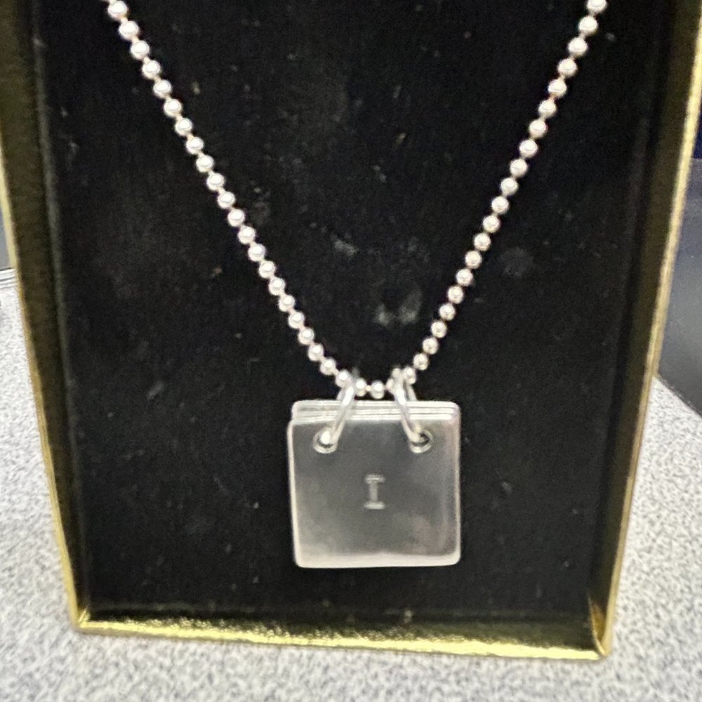 16" Sterling Silver Necklace with Stamped "I Love You" plaques